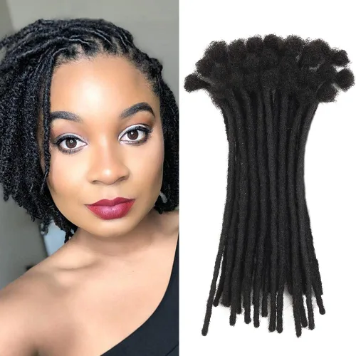 Vista 16 de Extensiones de cabello humano Loc de 0.2cm de ancho, 4 pulgadas, 10 hebras, extensiones de rastas de cabello humano 100% hechas a mano, permanentes