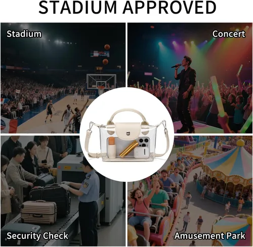Vista 6 de Y&R Direct Bolso transparente aprobado para estadios, bolsa cruzada transparente para conciertos, eventos deportivos