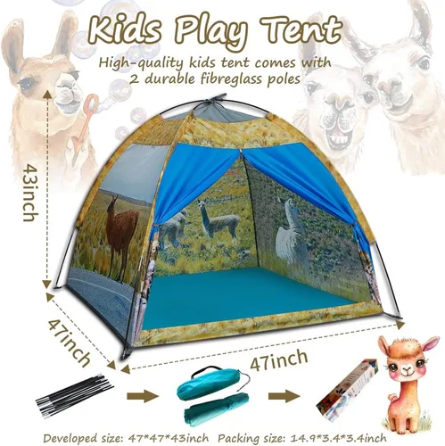 Vista 7 de Mnagant Tienda de campaña de alpaca para niños, divertida casa de juegos desplegable para niños y niñas, fácil instalación, tienda de campaña