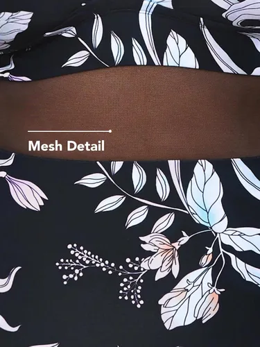 Vista 7 de CUPSHE Traje de baño de una pieza para mujer, talla grande, cuello en V, con volantes y malla