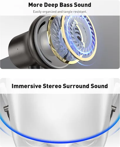 Vista 5 de iMangoo Diseño para auriculares con cable certificados MFi de Apple para audífonos Lightning, auriculares de alambre magnético con cable