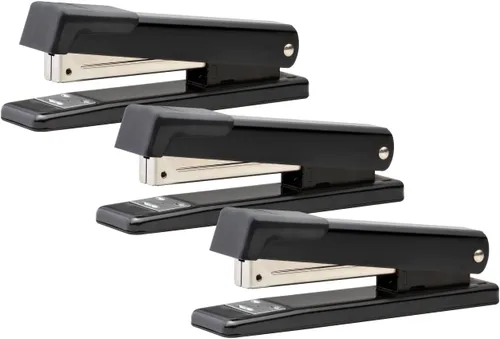 Vista 9 de Bostitch Office Grapadora clásica de escritorio de metal, capacidad para 20 hojas, doble engrapado, se abre para pegar, tira completa, negro