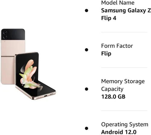 Vista 2 de Samsung Galaxy Z Flip 4 5G, versión estadounidense, 128GB, oro rosa - Desbloqueado (renovado)