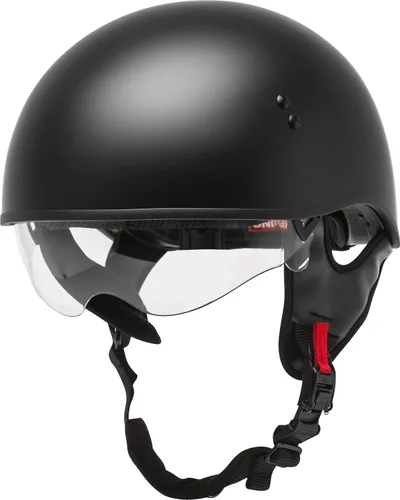 Vista 4 de GMAX HH-65 Naked Motorcycle Street Half Helmet (negro mate, mediano)