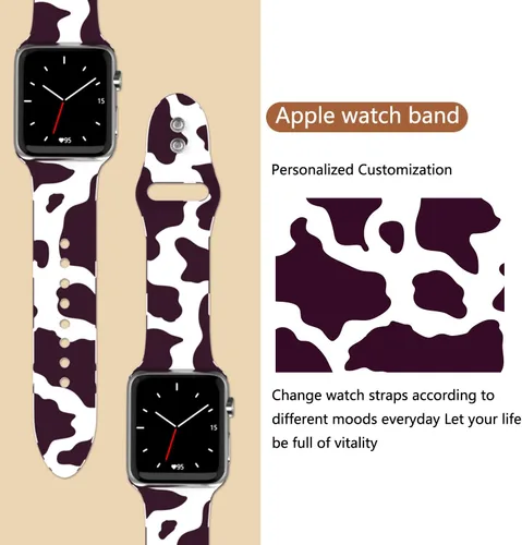 Vista 4 de Correas de silicona con estampado animal compatible con Apple Watch de 1.496 in 1.575 in 1.614 in 1.654 in 1.732 in 1.772 in 1.929 in para iWatch