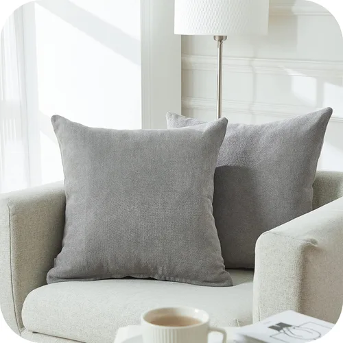 Vista 10 de Top Finel - Fundas de cojín de felpilla suaves para sofá, dormitorio, auto, 2 unidades Gris oscuro