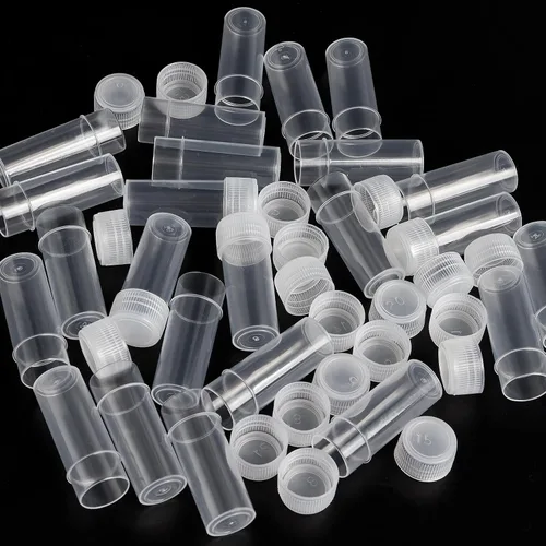 Vista 4 de 120 botellas de plástico de 0.2 fl oz para almacenamiento de viales, mini estuche de almacenamiento transparente con tapa, recipiente