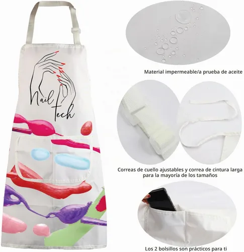 Vista 5 de MBMSO Nail Tech - Delantal de manicurista para técnico de uñas y artista, añade esmalte a la vida