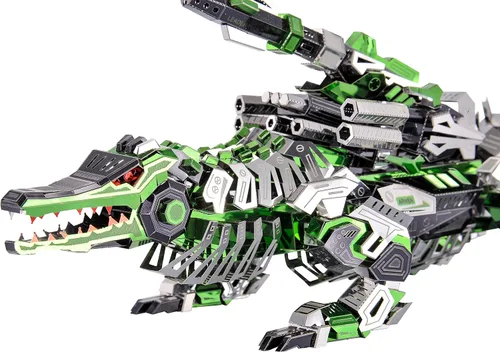 Vista 3 de Microworld Rompecabezas de metal 3D, The Marsh Gavial - Kit de construcción de modelo de cocodrilo mecánico, kit de construcción de animales