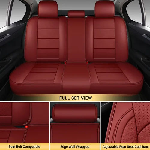 Vista 5 de AOOG - Fundas de cuero para asiento de automóvil con organizador de asiento trasero de automóvil, universal para vehículos automotores, la mayoría