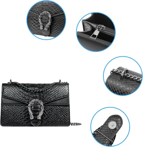 Vista 6 de HELFNE Bolsos de noche y embragues para mujer, bolsos cruzados de moda con cadena, bolsos de mano, lindos bolsos veganos y bolso de hombro