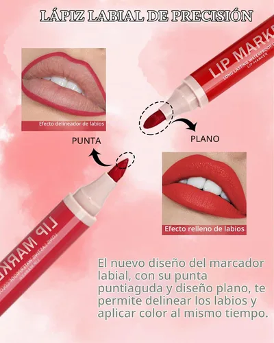 Vista 4 de Lápiz de Maquillaje para Tinte de Labios-1 Pieza Tinte de Labios Hidratante Rosa Berry Lápiz Delineador de Labios Líquido, Aspecto de Color Mate 01#
