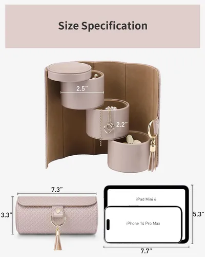 Vista 4 de Vlando Joyero de viaje, estuche de joyería de viaje para mujeres niñas, organizador de pendientes organizador de collar organizador anillo