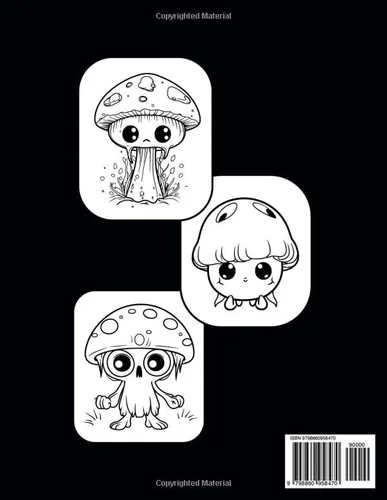Vista 2 de Adorable Creepy Mushrooms Coloring Book A cute coloring book with mushroom monsters Relaxation and fun (for Adults, Teens and Kids )
