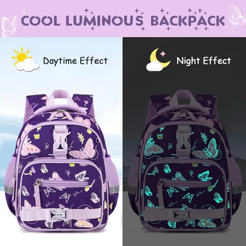 Vista 2 de Mochila 11 para niños y niñas, Mariposa, Compacto
