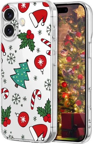 Vista 17 de Newseego Funda de Navidad para iPhone 13, Serie Linda a Prueba de Golpes Anti-Amarillo PC Duro + Parachoques TPU Cubierta Protectora para Mujeres