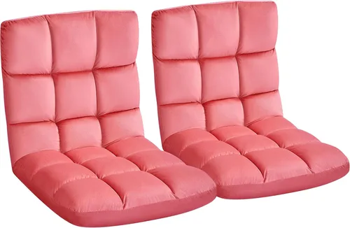 Vista 10 de Yaheetech Silla de piso, silla de meditación con soporte de espalda, tumbona de piso para juegos con 14 posiciones ajustables para adultos