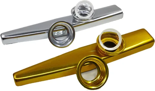 Vista 3 de 26 Kazoos de metal con 20 diafragmas de flauta Kazoo, instrumentos musicales, buen regalo para niños, un buen compañero para ukelele, violín