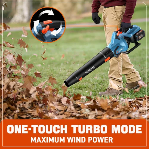 Vista 4 de Soplador de hojas inalámbrico de 40 V, 700 CFM y 145 MPH para una potente limpieza del patio, incluye 2 baterías y cargador de 4.0 Ah, cuenta