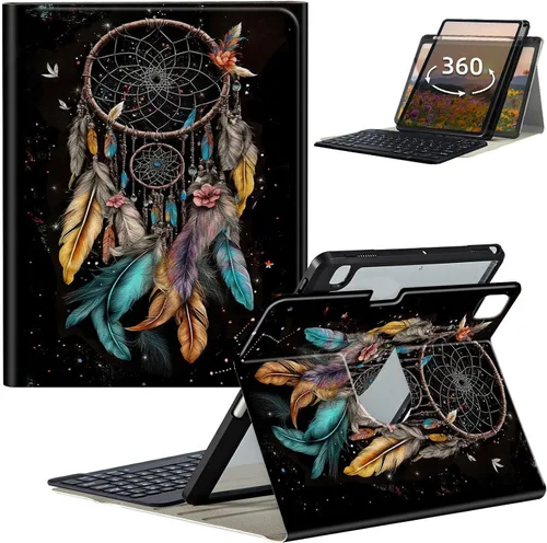 Vista 68 de Funda de teclado para iPad de 9ª/8ª/7ª generación de 10.2 pulgadas 2021/2020/2019 con soporte delgado giratorio de 360 grados, cubierta inteligente