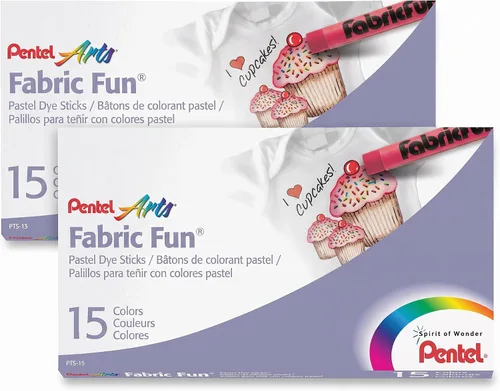 Vista 3 de Pentel Arts Fabric Fun - Palitos de tinte pastel, juego de 15 colores (PTS-15)