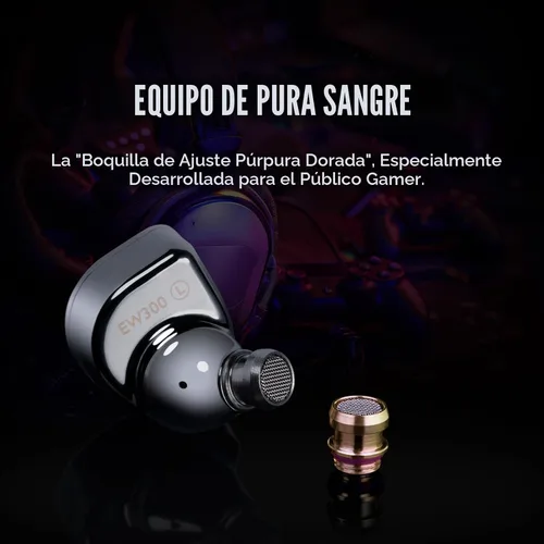 Vista 6 de Linsoul SIMGOT EW300 - Audífonos intrauditivos híbridos de alta fidelidad, 1DD+1Planar+1PZT, auriculares con cable IEM, auriculares