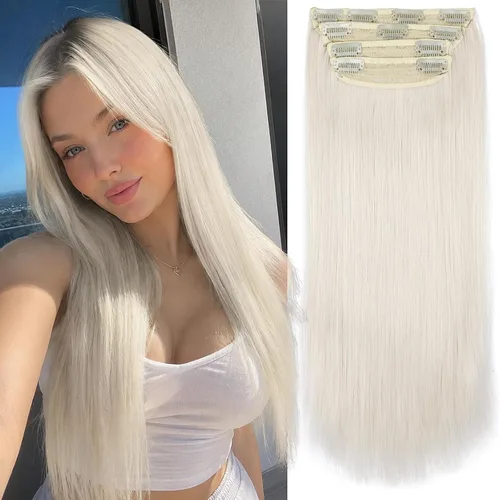 Vista 19 de Extensiones de cabello lacio con clip, suaves y gruesas (20 pulgadas, 4 unidades, 16H613#)