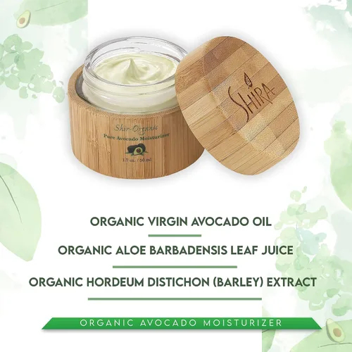 Vista 3 de Shira Shir Crema hidratante orgánica de aguacate para piel madura seca, crema facial hidratante las 24 horas con vitaminas A, B, D y E para piel