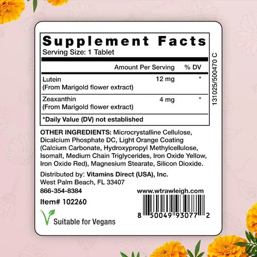 Vista 6 de Rawleigh Luteína y zeaxantina: 30 tabletas pequeñas veganas con 12 mg de luteína y 4 mg de zeaxantina (carotenoides maculares), inspirado