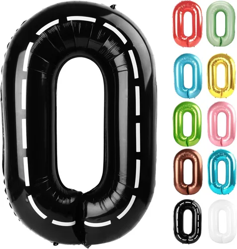Vista 159 de Globo negro del número 0 de 40 pulgadas – globo número 0, decoraciones