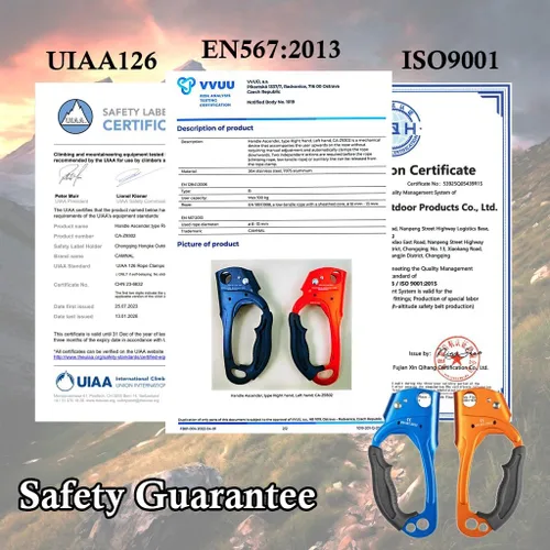Vista 2 de Zeluga Quick Up Rope Ascender for Both Hand, UIAA & ISO & CE Certified Hand Ascender, Rope Clamp for 8~13MM Rope