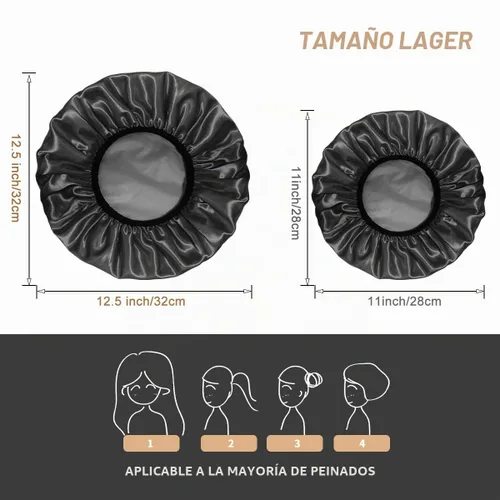 Vista 3 de Aquior Gorro de ducha extra grande para hombres, satén EVA de doble capa, impermeable, reutilizable, para mujeres, cabello largo