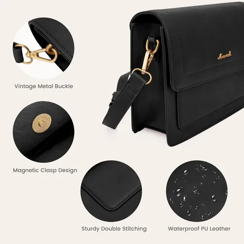 Vista 6 de LOVEVOOK Bolsos cruzados para mujer, bolso cruzado de cuero vintage, bolsos de hombro de diseño moderno para teléfono celular