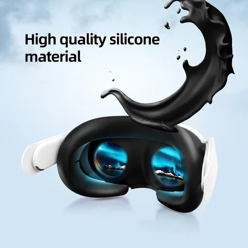 Vista 3 de OURVR Silicone Face Cover Pad Compatible with MetaOculus Quest 3 Headset Accessories,Vr Face Cushion Mask for Quest 3(Black)