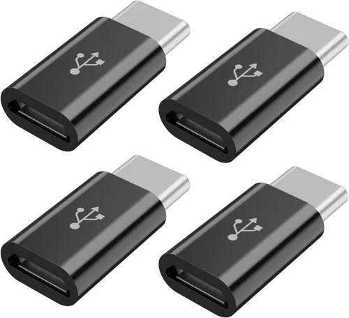 Vista 6 de Paquete de 4 adaptadores micro USB a USB C, adaptador Micro-USB hembra a USB-C macho OTG compatible con Samsung Galaxy S10 S9 S8 Plus Note 9 8