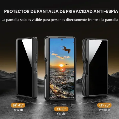 Vista 2 de TONGATE - Funda para Z Fold 5, con ranura para S Pen y pantalla de privacidad, color negro Kickstand & Belt Clip, Anti-Spy, Holster, Hinge