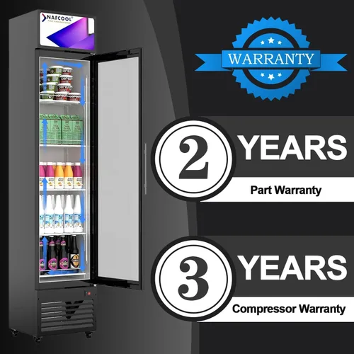 Vista 8 de Refrigerador comercial de bebidas, refrigerador de 7 pies cúbicos pequeños delgados de una sola puerta de vidrio con estantes ajustables de luz LED