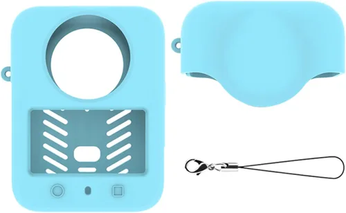 Vista 12 de Funda protectora de silicona + cubierta de lente para DJI Osmo 360, funda protectora suave a prueba de arañazos lateral de la batería abierta Negro