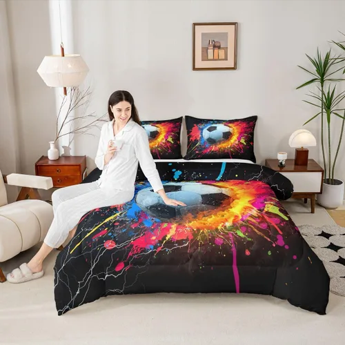 Vista 119 de Juego de ropa de cama de baloncesto para niños y adolescentes, juego de edredón deportivo para niños, tamaño matrimonial, suave, ligero, decoración