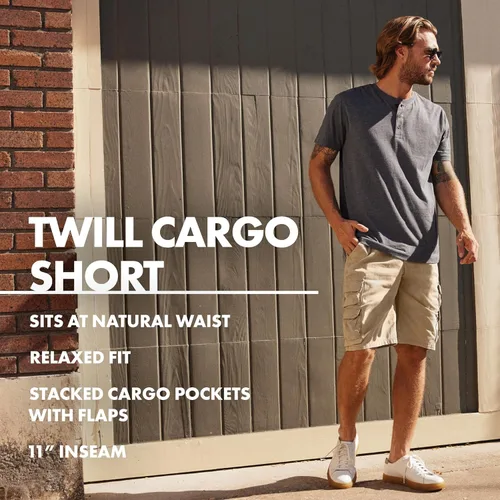 Vista 4 de Wrangler Authentics - Shorts de sarga estilo cargo, para hombre