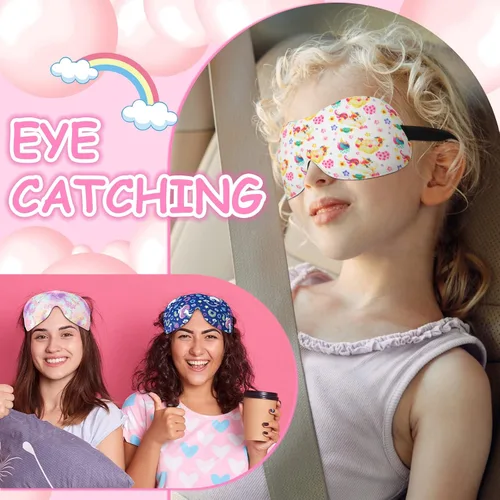 Vista 7 de Foaincore 8 máscaras de unicornio para dormir, antifaz de dibujos animados para niños, contorno 3D, para niños, niñas, adolescentes, con correa