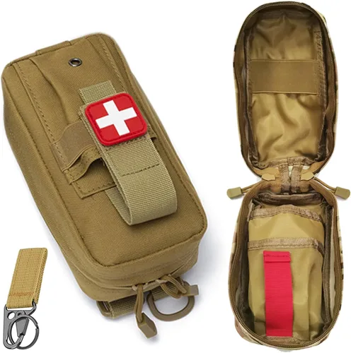 Vista 10 de Soporte para torniquete, bolsa táctica portátil de primeros auxilios para trauma pequeño con sistema Molle IFAK bolsa médica, kit de emergencia EMT