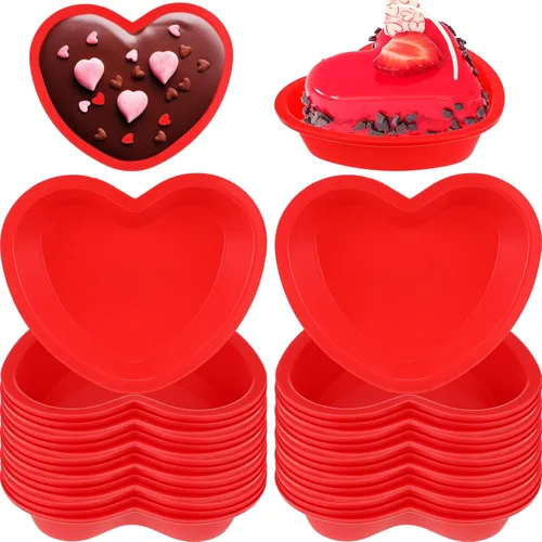 Vista 8 de 4 moldes de silicona para pasteles de corazón, moldes antiadherentes para aniversario, cumpleaños, aperitivos, cupcakes