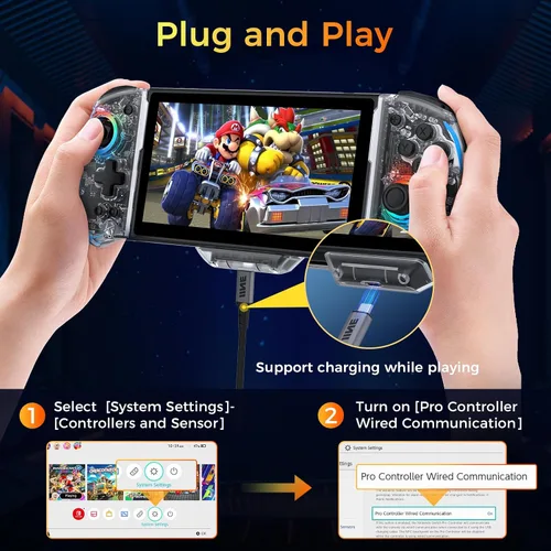 Vista 7 de IINE Switch Handheld Controller, No Drifting One-Piece Joypad Controller with Hall Effect Joystick, Switch Controller Compatible with Nintendo