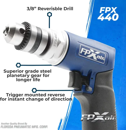 Vista 2 de FPXAIR Taladro reversible de 3/8": FPX-440, herramientas automotrices, taladro eléctrico, herramienta para mecánicos