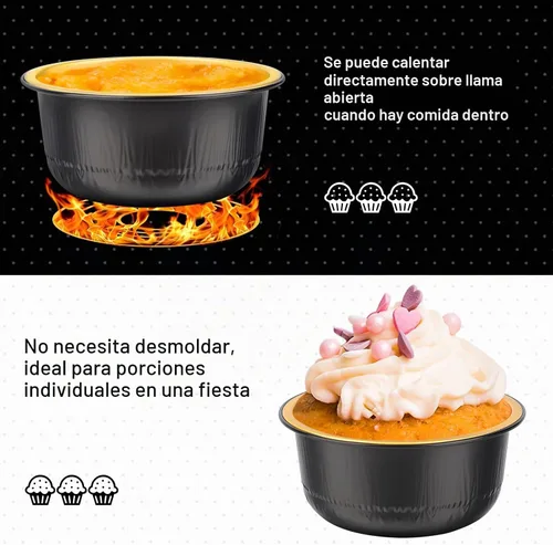 Vista 4 de Beasea Tazas de Ramekin de Aluminio con Tapa, 50 Unidades 6.1oz 180ml Mini Ramekins Desechables de Aluminio para Horno, Tazas Redondas para Cupcakes