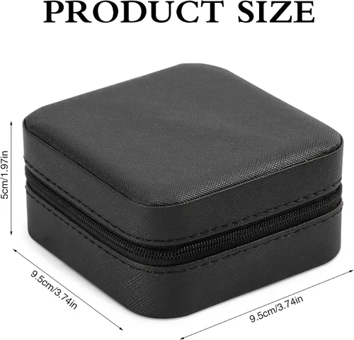Vista 2 de XZUZ Joyero de viaje pequeño con espejo, organizador de joyas portátil, caja de almacenamiento para aretes, anillos, collares, joyería ase