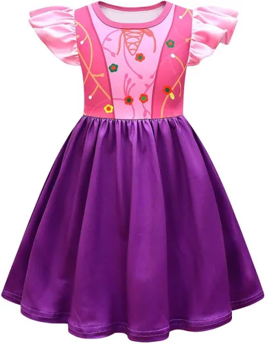 Vista 3 de Halloween Witchs Costume Flutter Sleeve Dress for Kids Girls Halloween Cosplay Outfit Summer Casual Party Dress