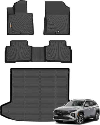 Vista 42 de Alfombrillas para todo tipo de clima y forro de carga para Volkswagen Atlas 2018-2026 (asientos de 6 pasajeros), juego completo de 3 filas