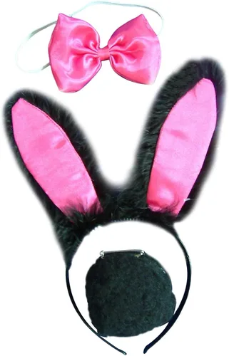 Vista 6 de Colaxi Conjunto de disfraz de conejo, diadema de orejas de conejo, pajarita y accesorios de cola